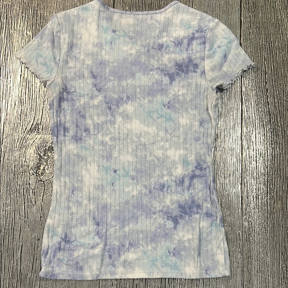 Abercrombie Kids Blue and White Ribbed Cap Sleeve T-Shirt - Picture 7 of 7